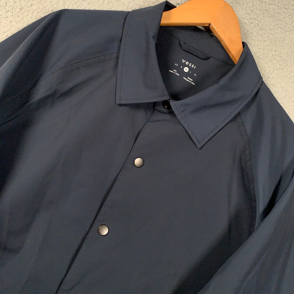 Vessi Westerly Coach Jacket Mens Medium M Navy Lightweight Water Resistant Shell